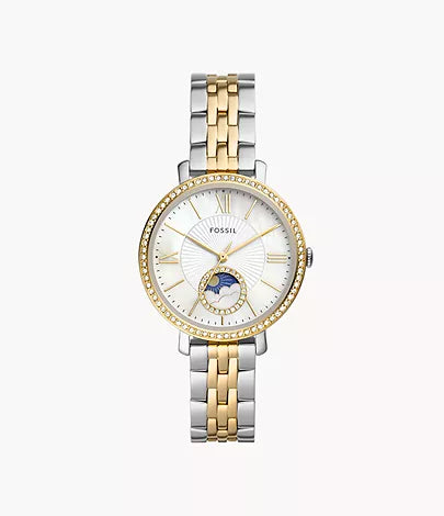 Jacqueline Two-Tone Sun Moon Multifunction Stainless Steel Watch