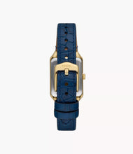 Load image into Gallery viewer, Raquel Three-Hand Date Navy Croco LiteHide™ Leather Watch
