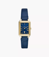 Load image into Gallery viewer, Raquel Three-Hand Date Navy Croco LiteHide™ Leather Watch
