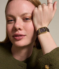 Load image into Gallery viewer, Raquel Three-Hand Date Brown Croco LiteHide™ Leather Watch
