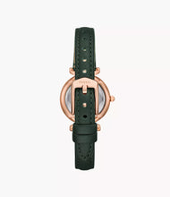 Load image into Gallery viewer, Carlie Three-Hand Green LiteHide™ Leather Watch
