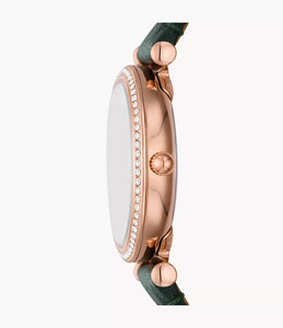 Carlie Three-Hand Green LiteHide™ Leather Watch