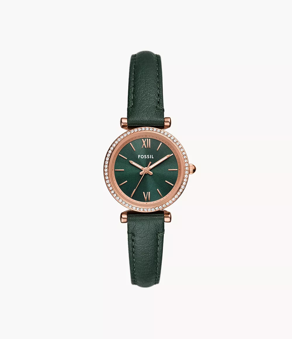 Carlie Three-Hand Green LiteHide™ Leather Watch