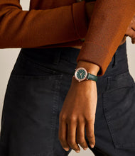 Load image into Gallery viewer, Carlie Three-Hand Green LiteHide™ Leather Watch
