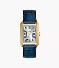 Load image into Gallery viewer, Carraway Three-Hand Navy Croco Leather Watch
