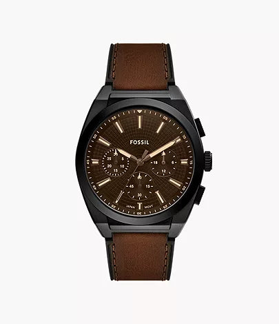 Everett Chronograph Brown Leather Watch