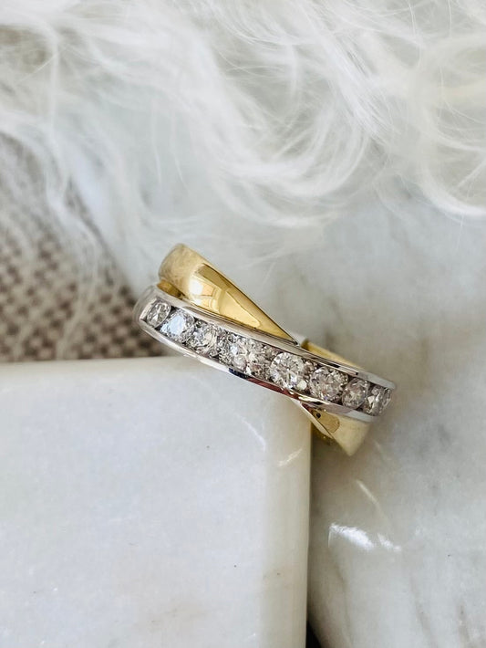 Two-tone Gold and Diamond Band