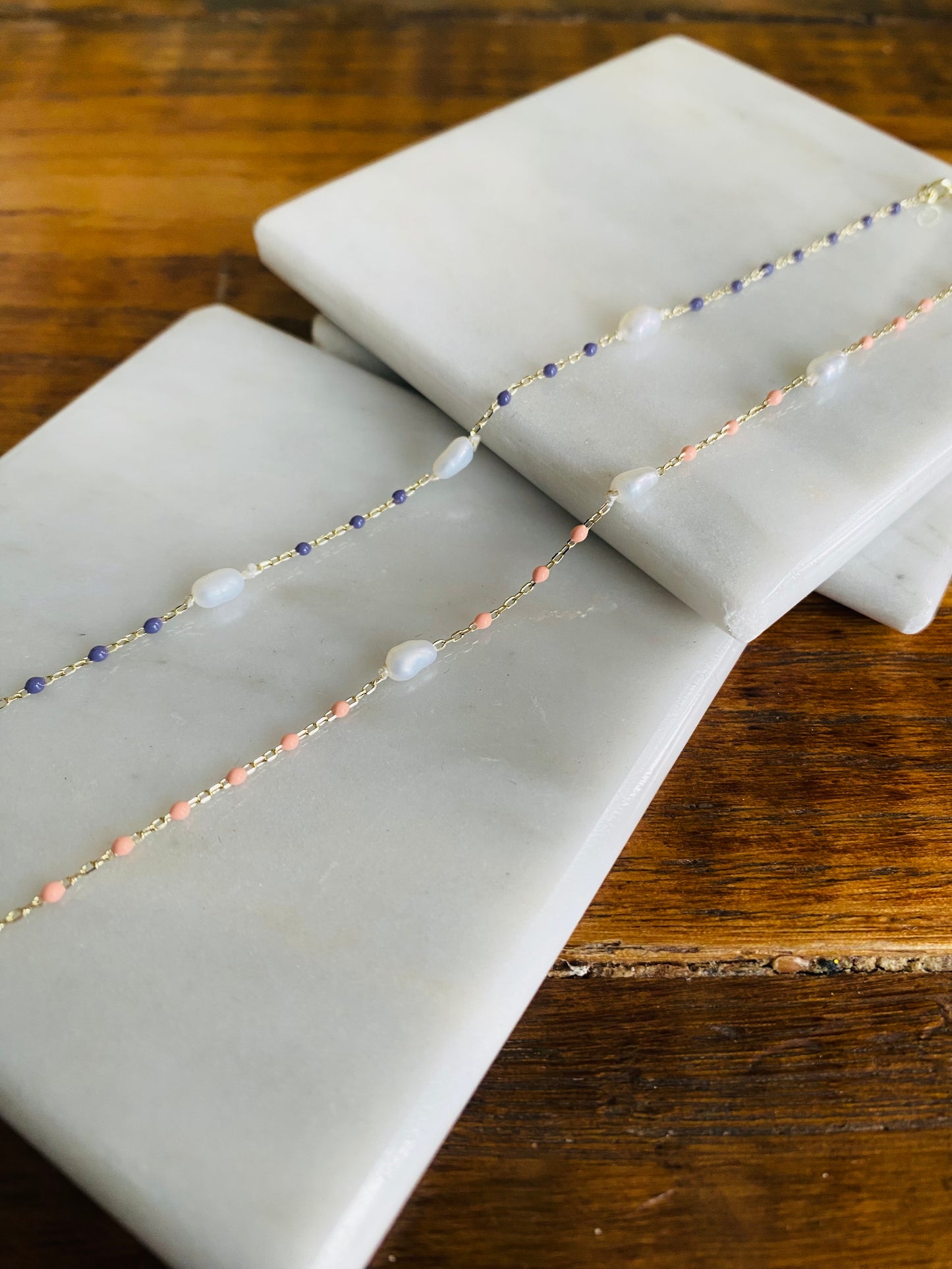 Freshwater Pearl and Enamel Bracelets