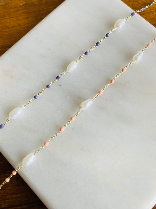 Freshwater Pearl and Enamel Bracelets