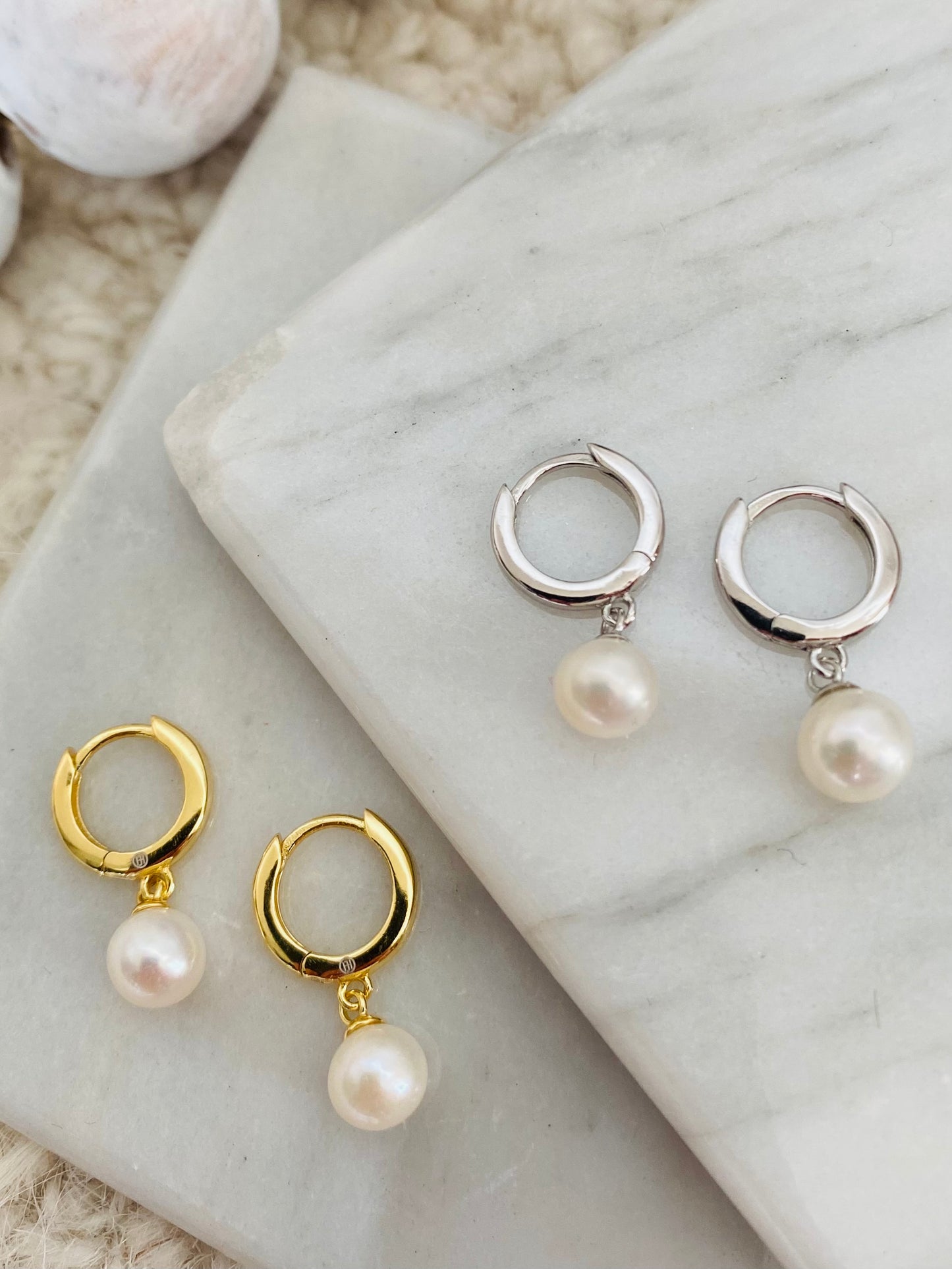 Pearl Huggie Earrings