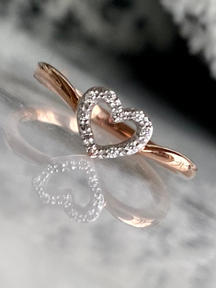 Open Heart Diamond Ring