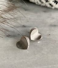 Load image into Gallery viewer, Silver and Diamond Heart Earrings
