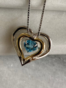 Blue Topaz Pulse Heart Pendant