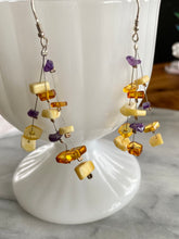 Load image into Gallery viewer, Amber &amp; Amethyst Earrings
