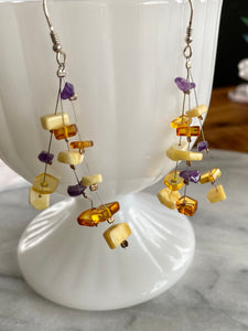 Amber & Amethyst Earrings