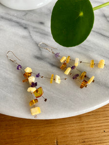 Amber & Amethyst Earrings