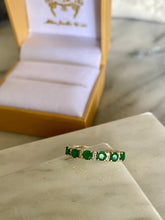 Load image into Gallery viewer, Emerald and Diamond Band Ring
