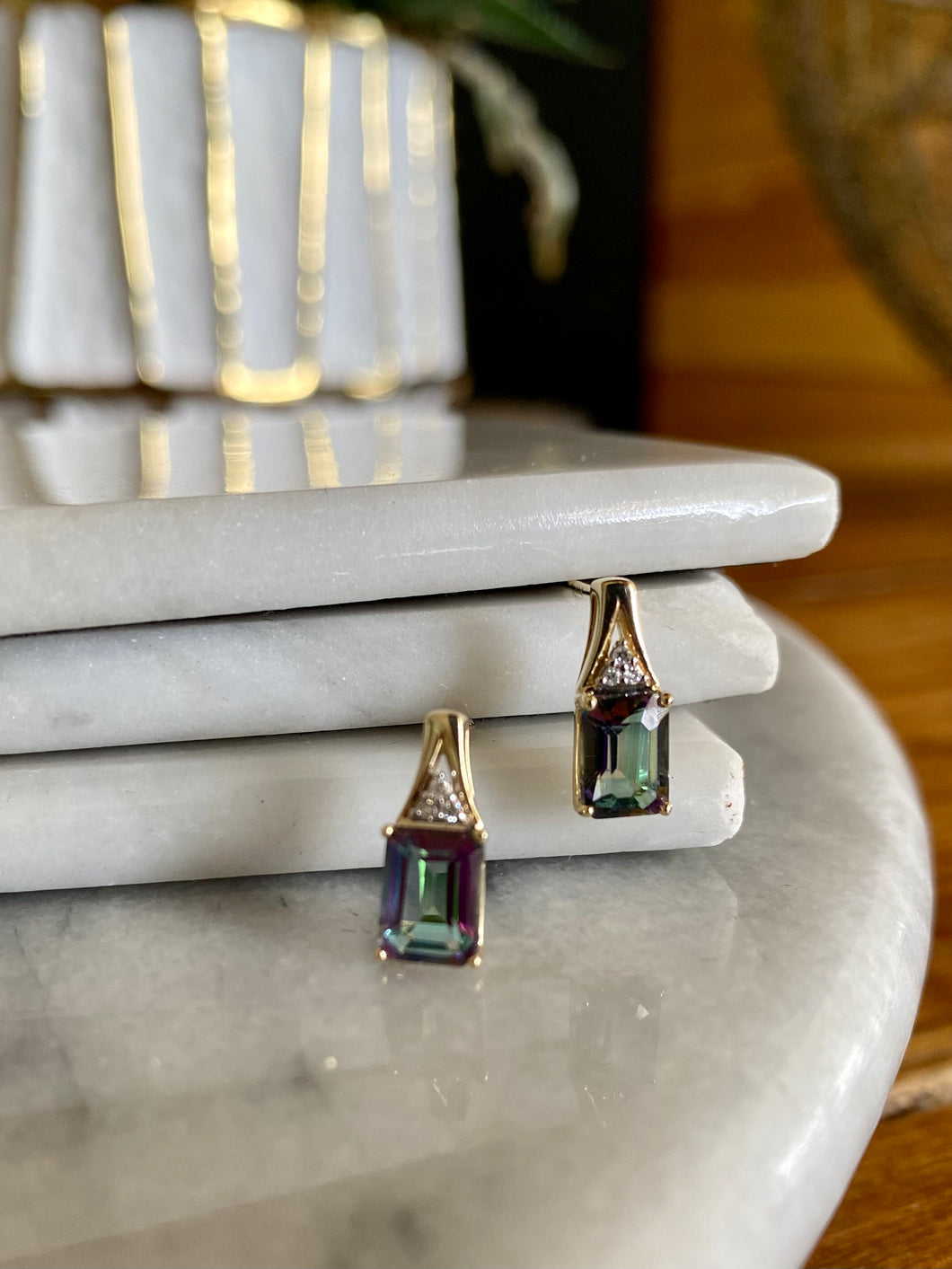 Mystic Topaz and Diamond Earrings