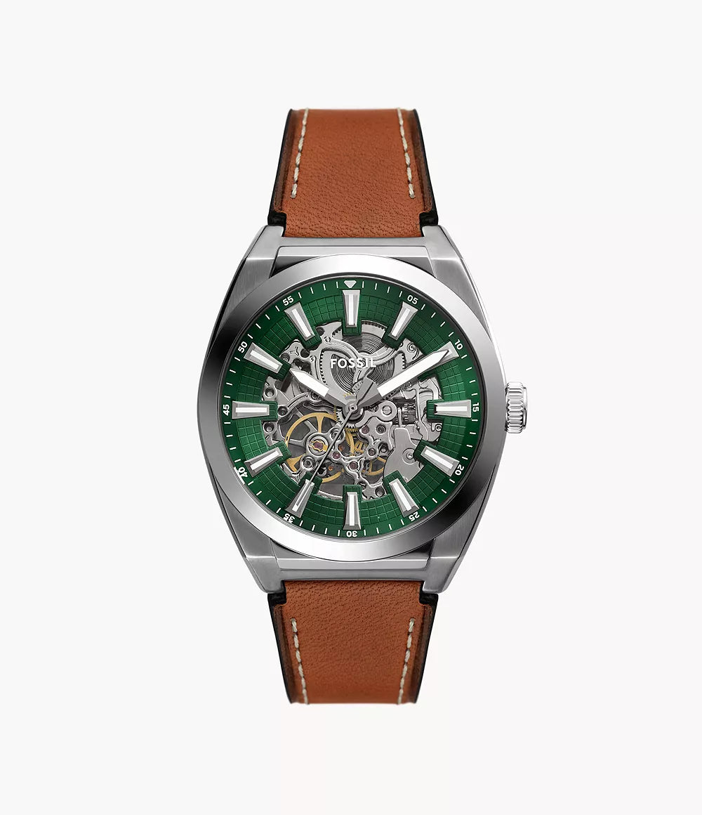 Everett Automatic Brown Leather Watch