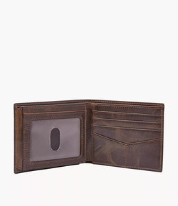 Derrick RFID Bifold with Flip ID - Dark Brown