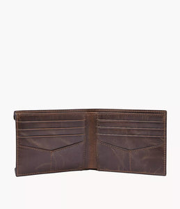 Derrick Leather RFID Sliding 2-in-1 Wallet - Dark Brown