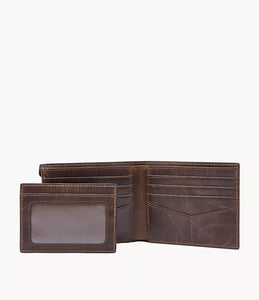 Derrick Leather RFID Sliding 2-in-1 Wallet - Dark Brown