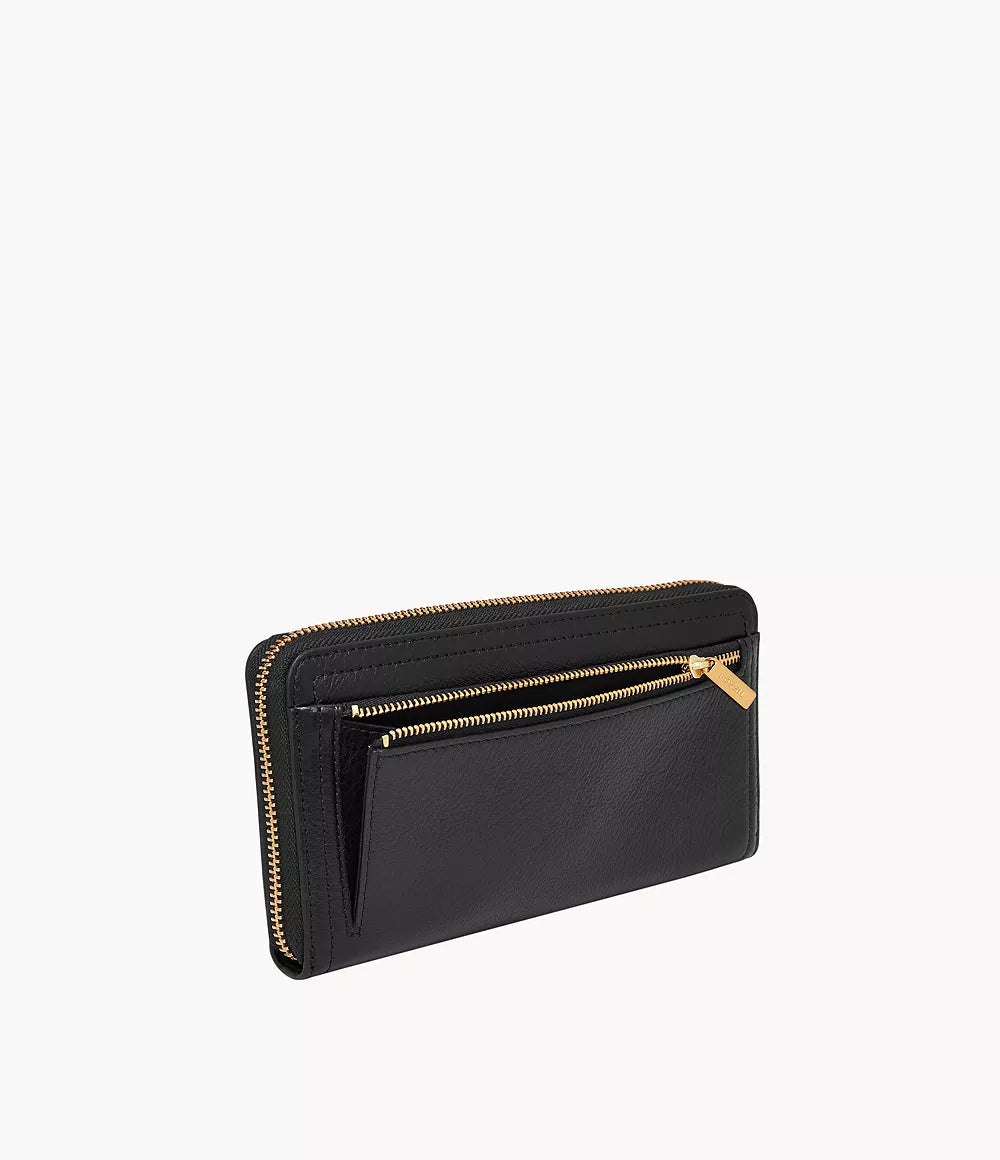 Logan RFID Zip Around Clutch - Black