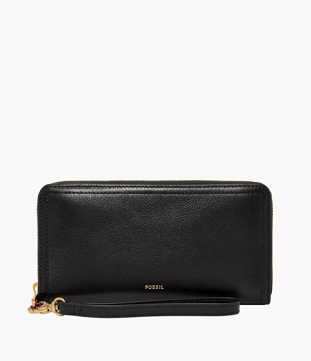 Logan RFID Zip Around Clutch - Black