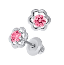 Load image into Gallery viewer, Children&#39;s Pink Flower Earrings
