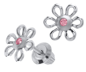 Children's Pink Flower Earrings