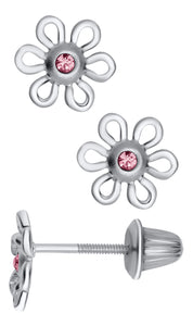 Children's Pink Flower Earrings