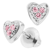 Load image into Gallery viewer, Children&#39;s Pink Crystal Heart Earrings
