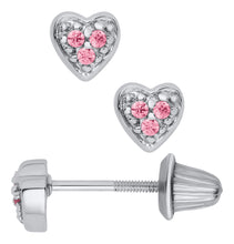 Load image into Gallery viewer, Children&#39;s Pink Crystal Heart Earrings
