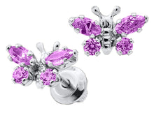 Load image into Gallery viewer, Children&#39;s Purple Butterfly Earrings
