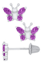 Load image into Gallery viewer, Children&#39;s Purple Butterfly Earrings
