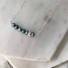 Load image into Gallery viewer, Comfort Collection - Iridescent Pearl &amp; Silver Bead Bar Necklace
