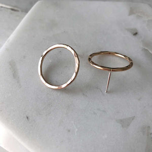 Medium Hammered Circle Stud Earrings