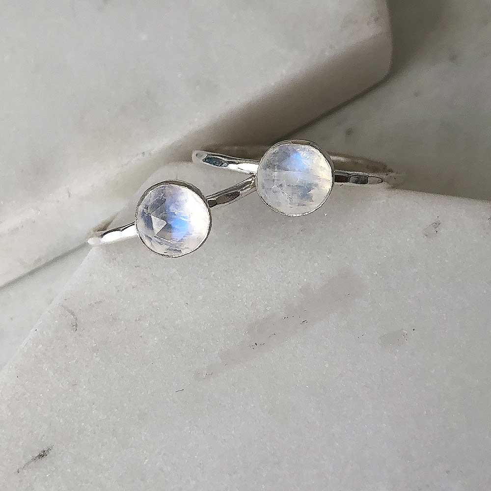 Rainbow Moonstone Stacking Ring - Sterling Silver